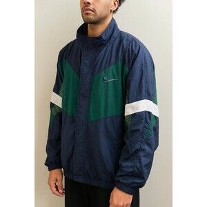 Vintage 90s NIKE Green Blue White   Windbreaker Jacket Size XL